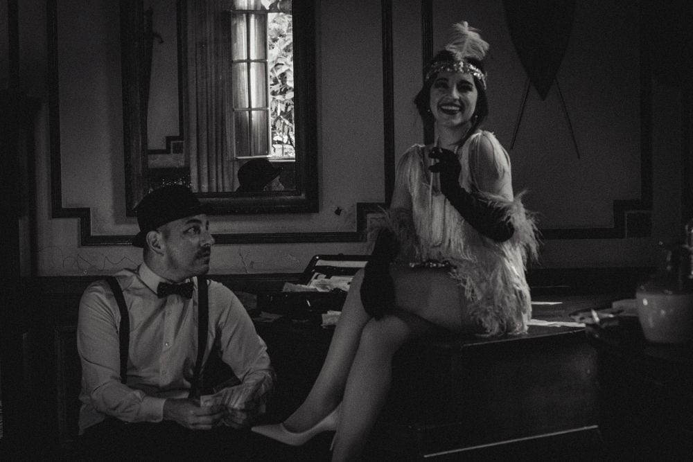 Woman and man in 1920s outfits