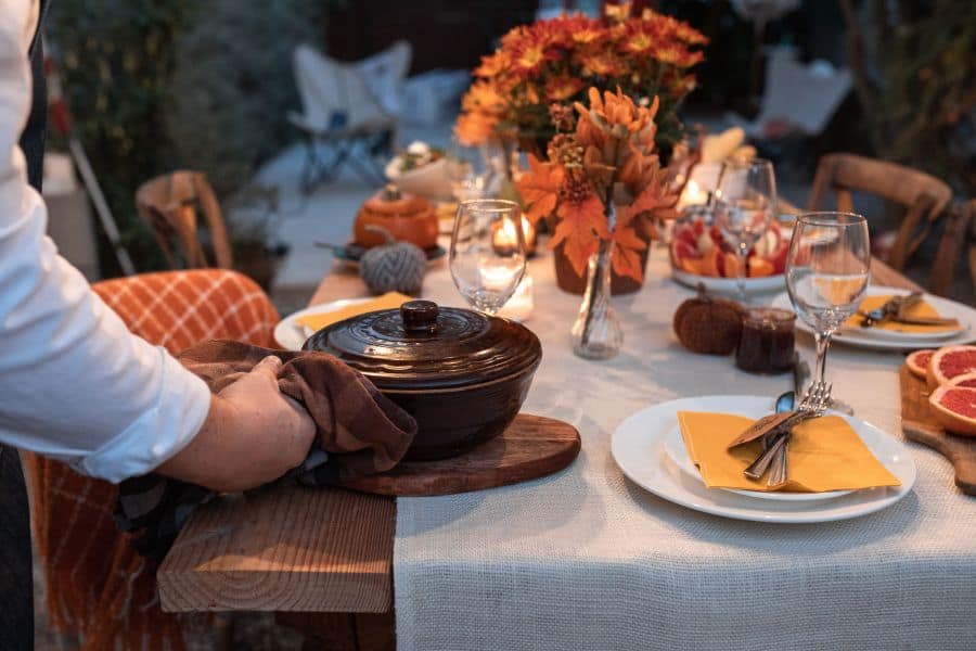 Tasty autumn dinner table