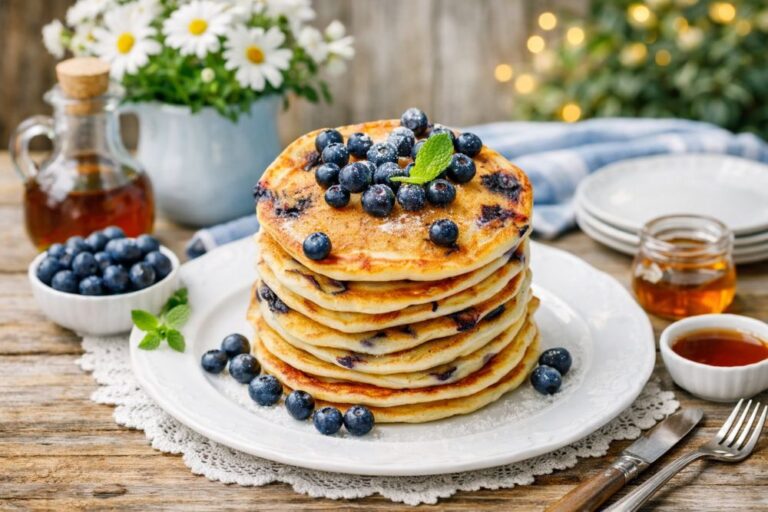 Blueberry pancake stack