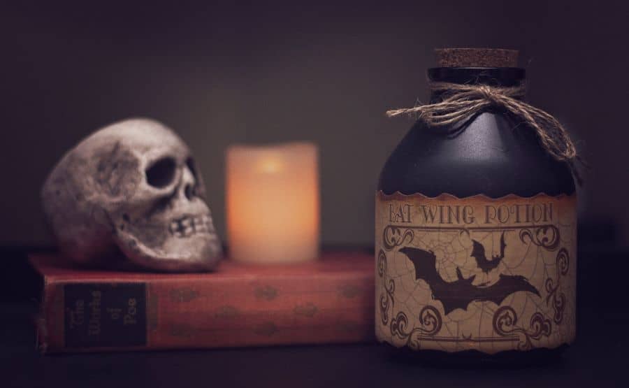 Witches' potion and skull