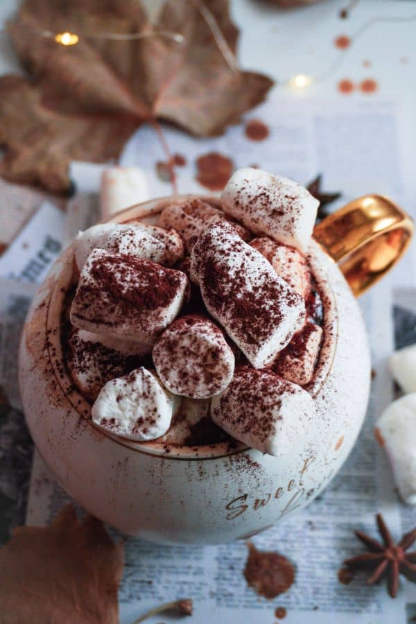 Hot chocolate with lots of marshmallows
