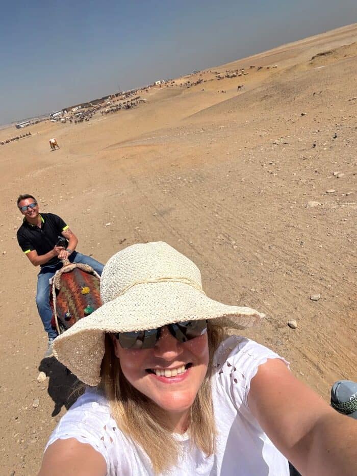 Us riding camels in Egypt